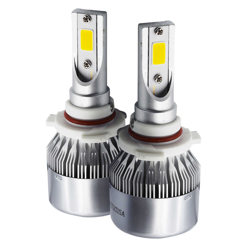 Two LED car light bulbs on a white background