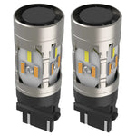 Two LED car bulbs on a white background