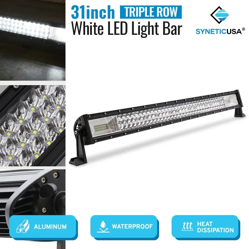 31 inch triple row white led light bar syneticusa brand