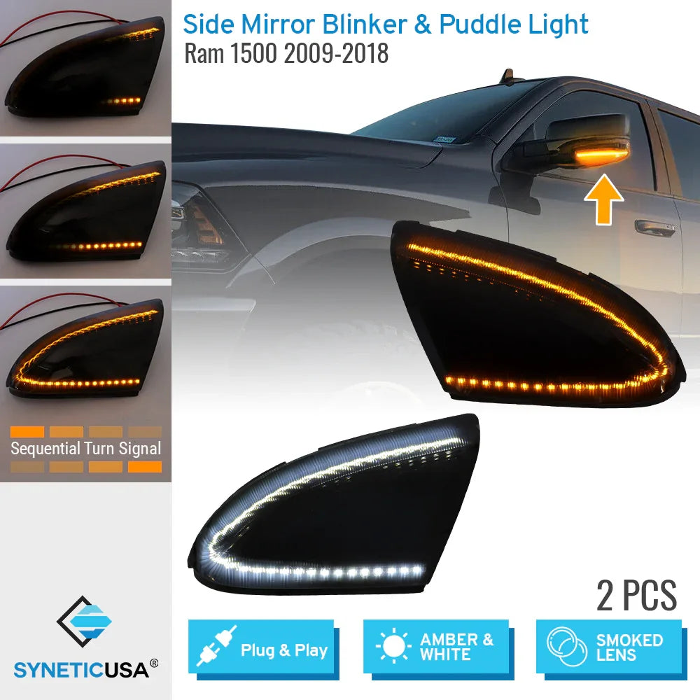 For 2009-2018 Dodge Ram 1500 2500 Sequential LED Mirror Turn Signal Puddle Light For 2009-2018 Dodge Ram 1500 2500 Sequential LED Mirror Turn Signal Puddle Light