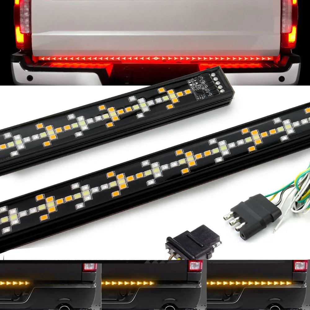 60" Clear Arrow LED Rigid Tailgate Light Bar w/ Reverse, Running & Turn Signal Light, Brake