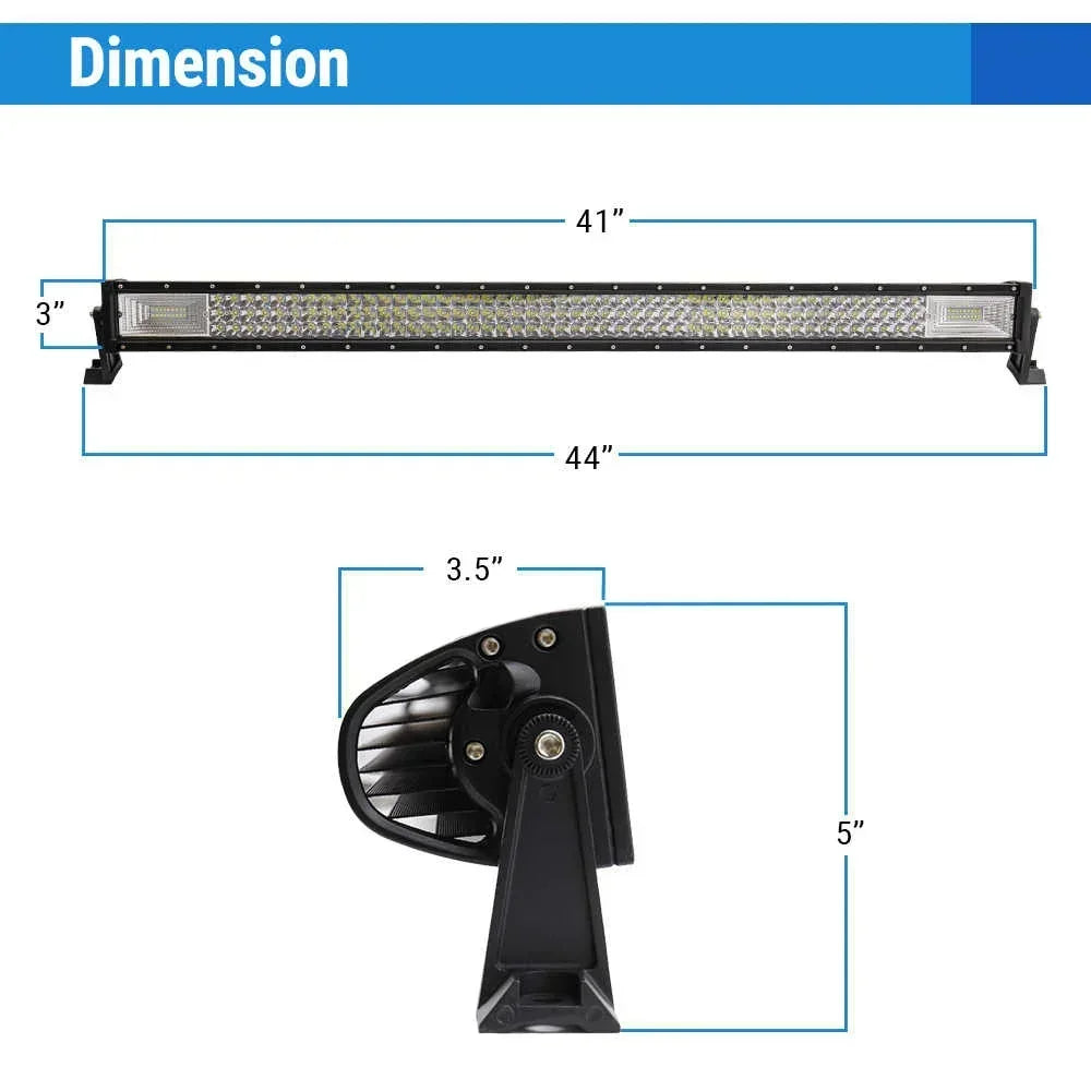 Dimensions of a LED light bar with measurements labeled