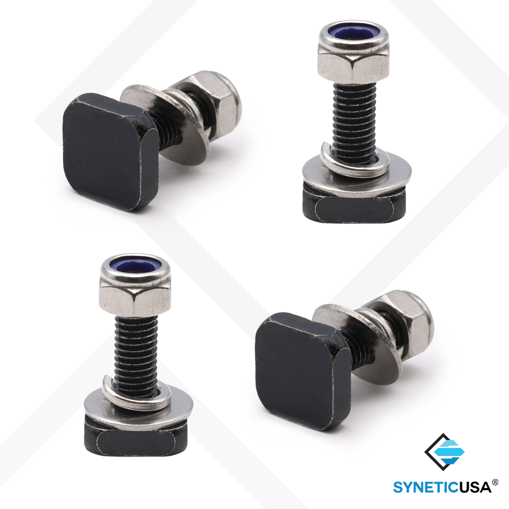 4 pcs t-slot bolts m8 size with washers and spring washers