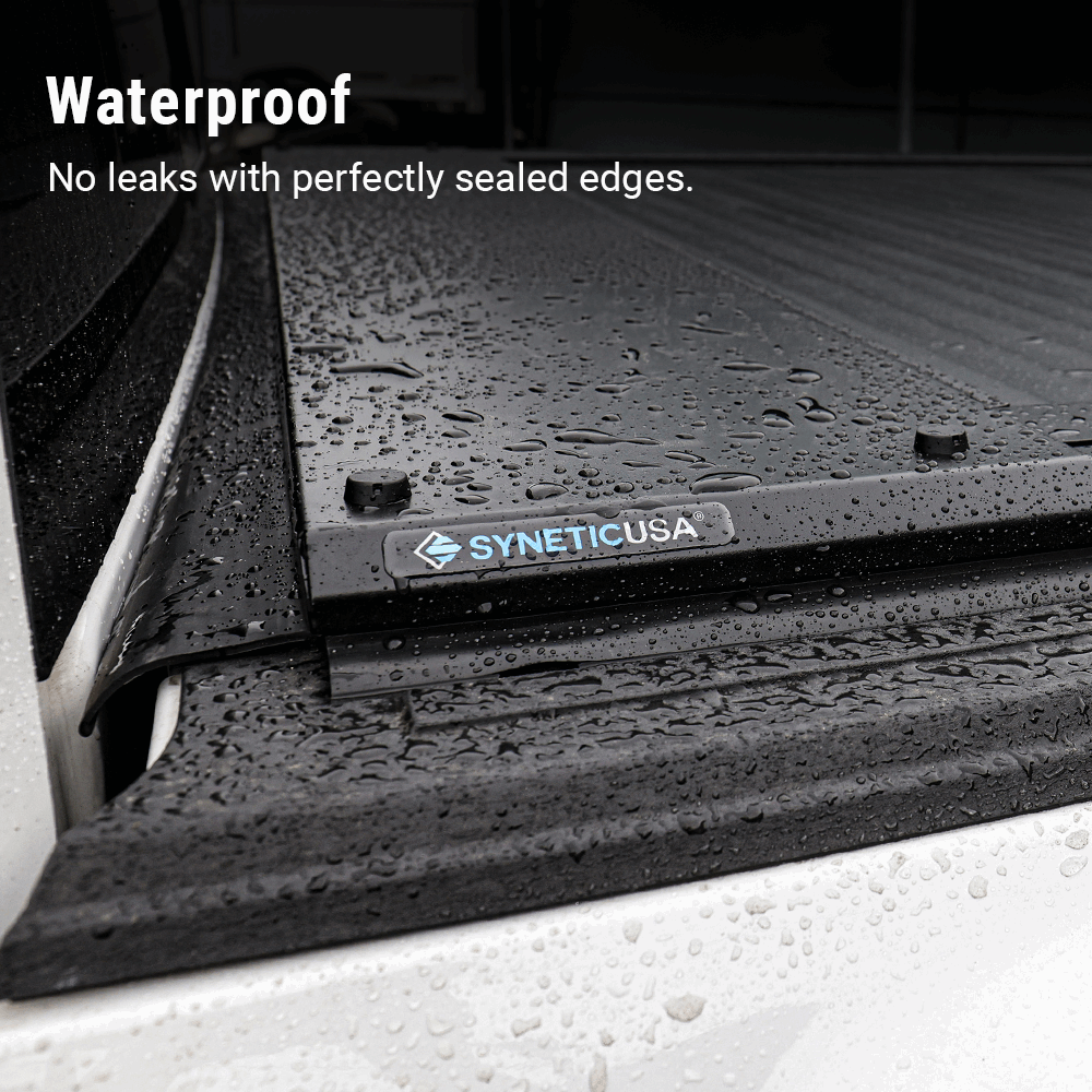 syneticusa waterproof retractable tonneau cover, no leaks with perfectly sealed edges