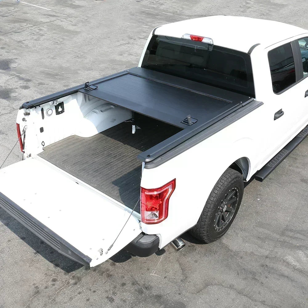 half-opened MR retractable tonneau cover syneticusa