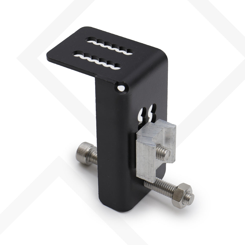 close up view of Tacoma's L-clamps, back side view