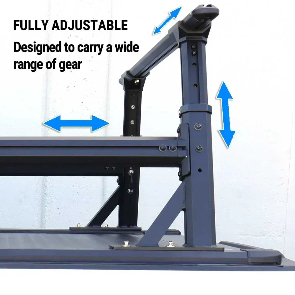 Fully adjustable stand with blue arrows indicating movement on a white background