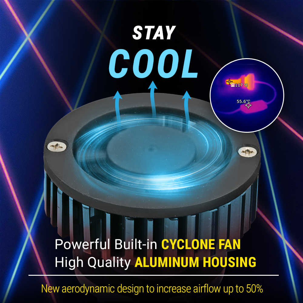 Cyclone fan with cooling effects on a dark background