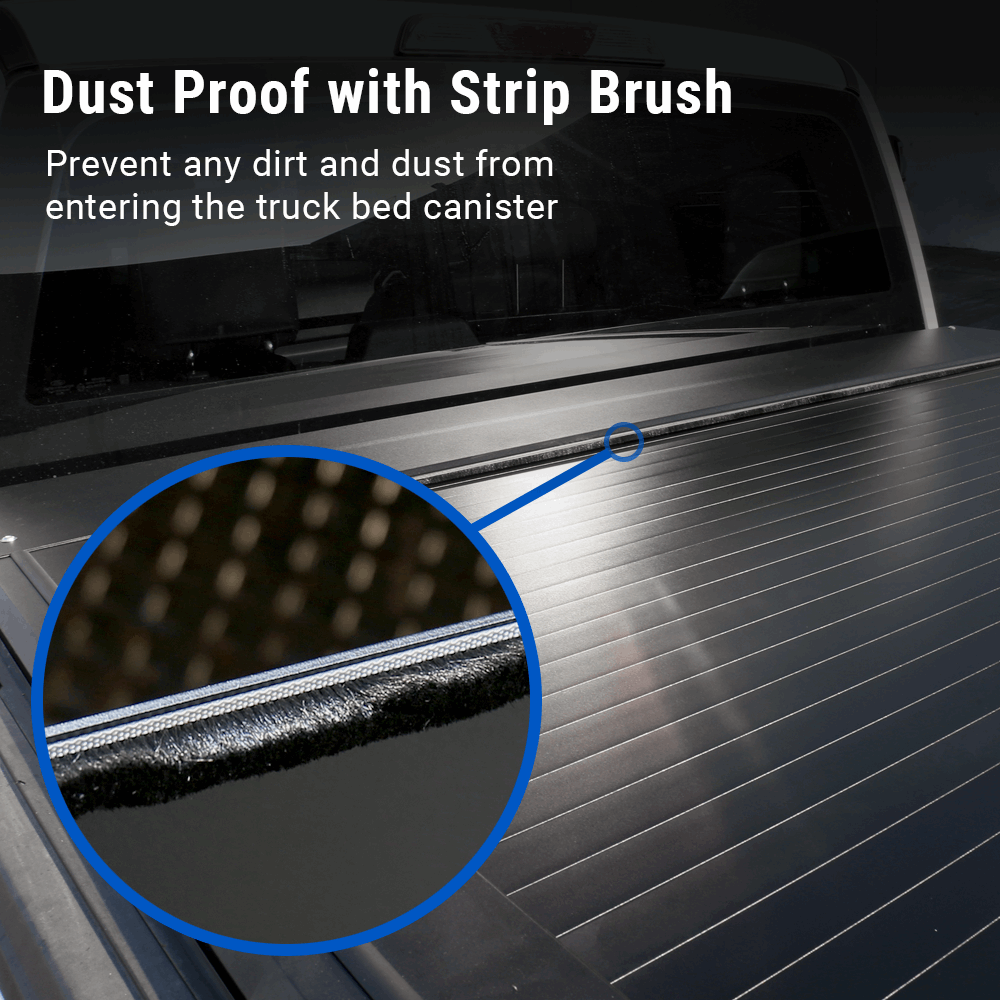 syneticusa Retractable Tonneau Cover dust proof with strip brush