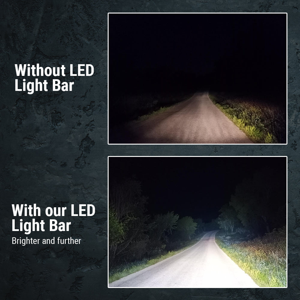 comparison of without work light bar and with work light bar