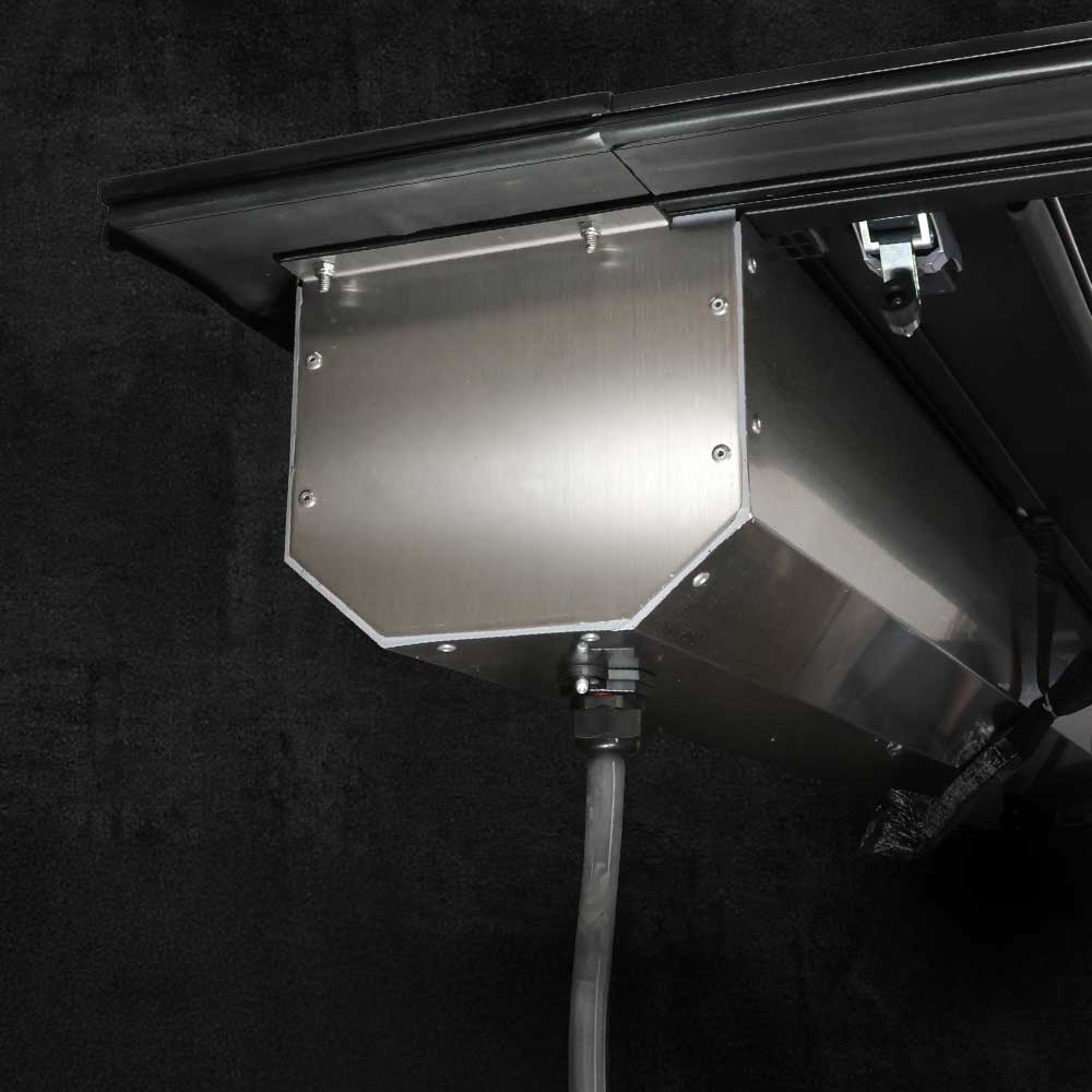 stainless steel canister on a dark background