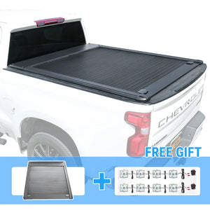 Truck bed cover with free gift offer on a white background