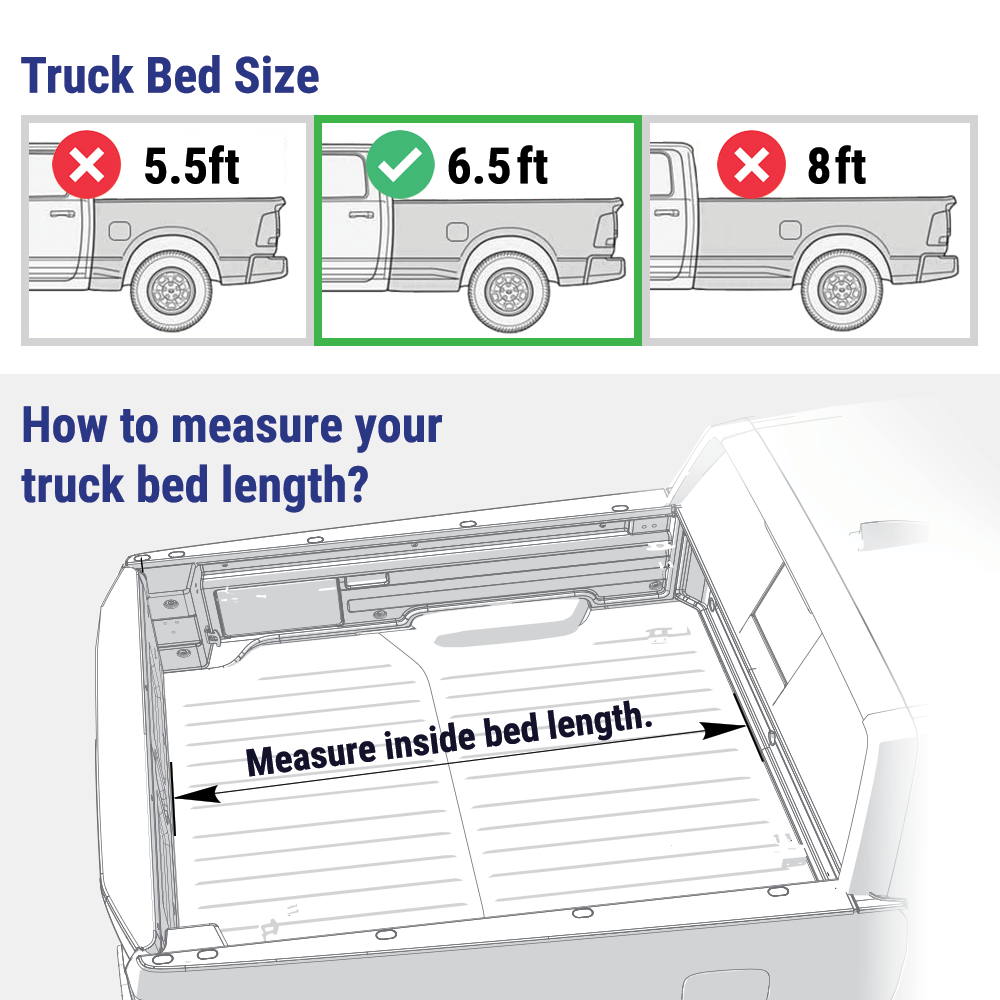 size chart and reference of measuring truck bed length
