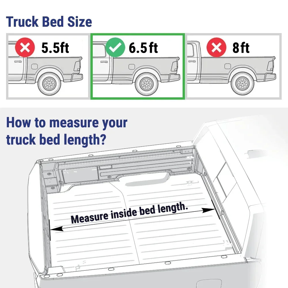 size chart and reference of measuring truck bed length
