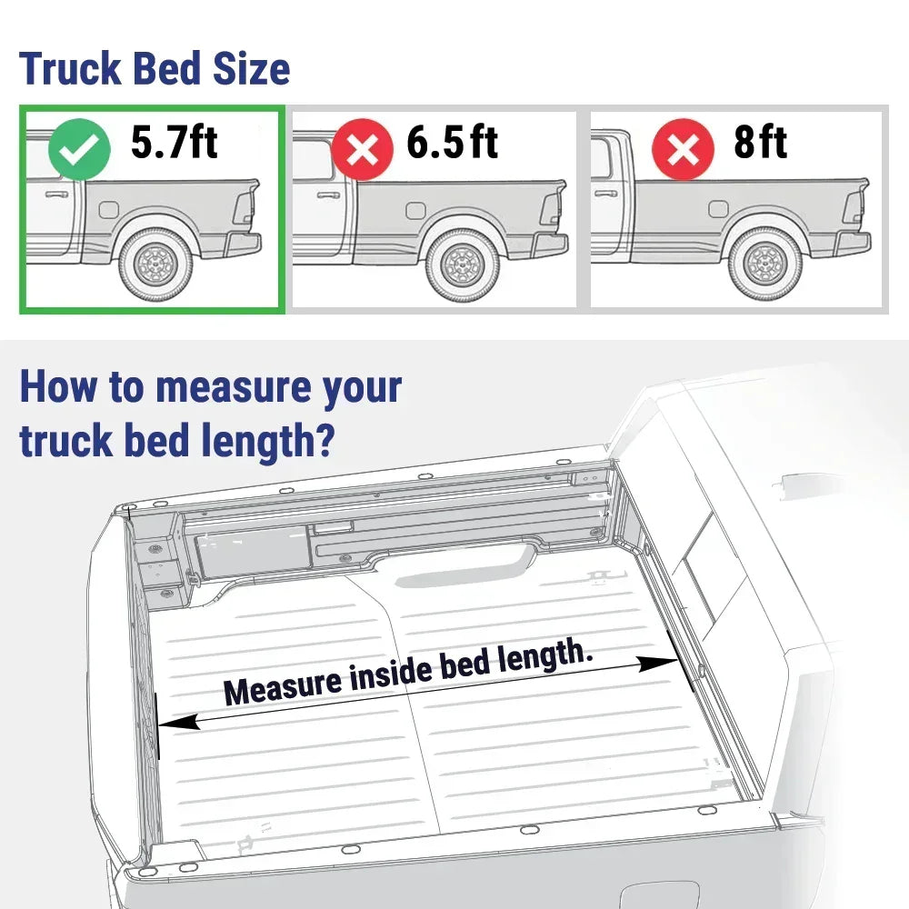 size chart and reference of measuring truck bed length