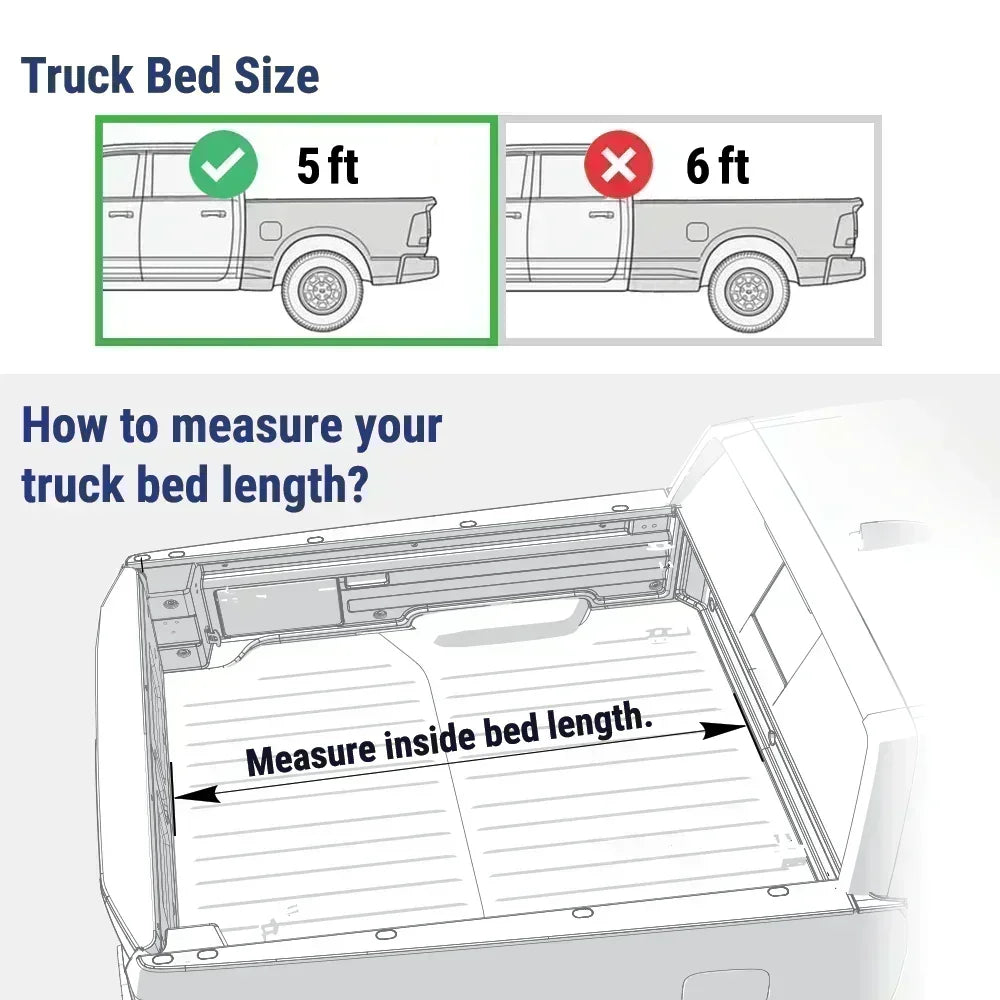 size chart and reference of measuring truck bed length