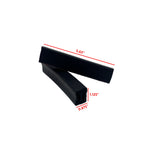 Two black rectangular objects on a white background