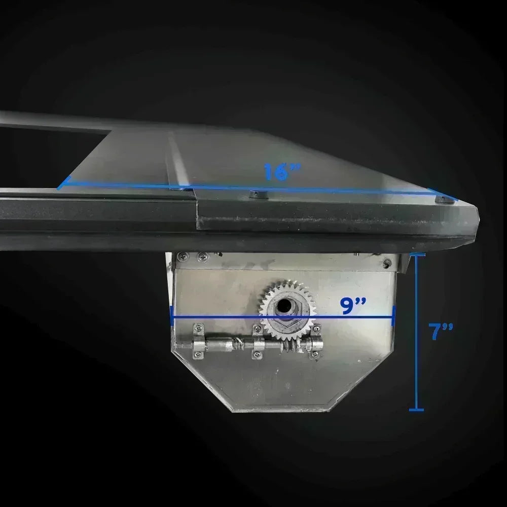 Measurement details of a silver stainless steel canister on a dark background