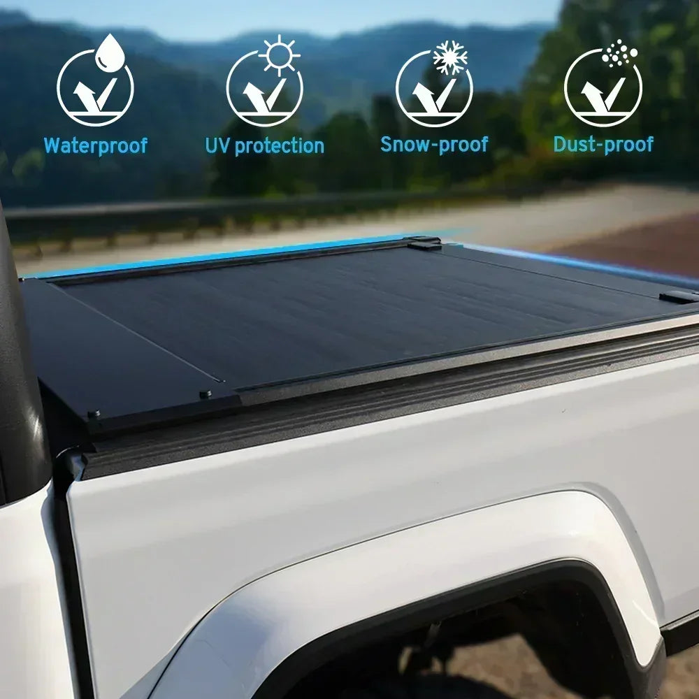 syneticusa manual retractable tonneau cover waterproof uv protection snow-proof dust-proof