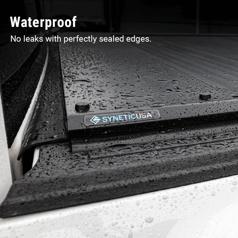 syneticusa waterproof retractable tonneau cover, no leaks with perfectly sealed edges