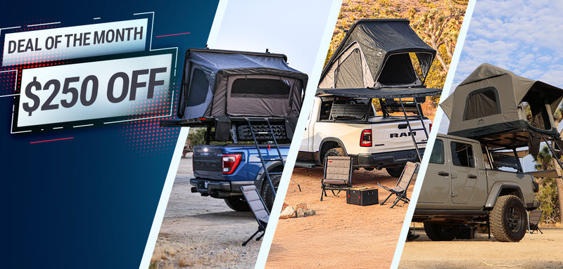 syneticusa sales event for $250 on roof top tent, 8ft retractable bed cover, and mf retractable tonneau cover