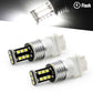 Two LED car bulbs on a white background with 'SYNETICUSA' branding.