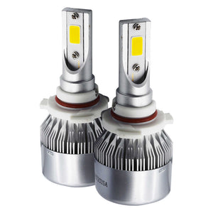 Two LED car light bulbs on a white background