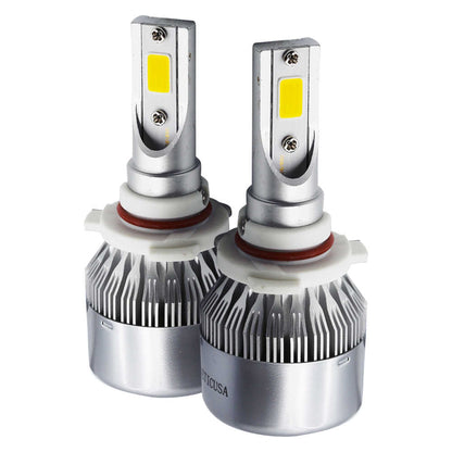 Two LED car light bulbs on a white background