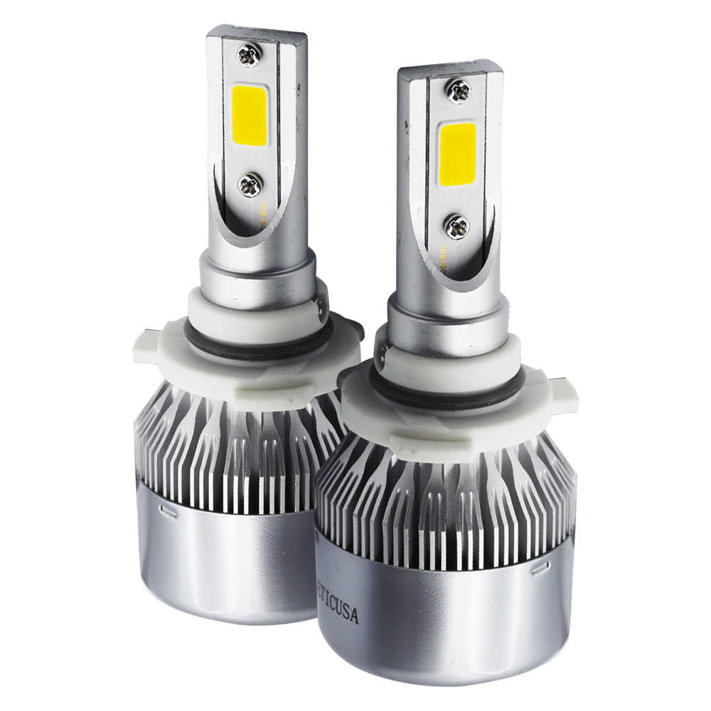 Two LED car light bulbs on a white background