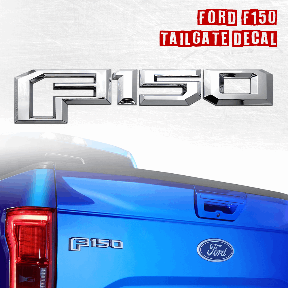 F150 Rear Emblem Silver 3D Decal Tailgate Badge Sticker for F150 2015-2017