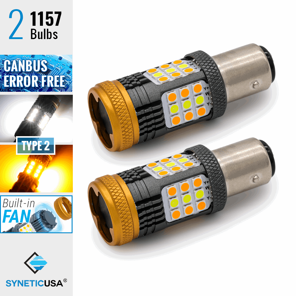 7th Gen CANBUS Error Free White/Amber Switchback Front Turn Signal Light Bulbs