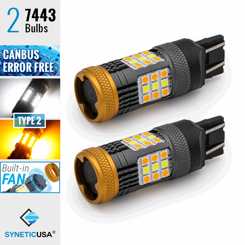 7th Gen CANBUS Error Free White/Amber Switchback Front Turn Signal Light Bulbs