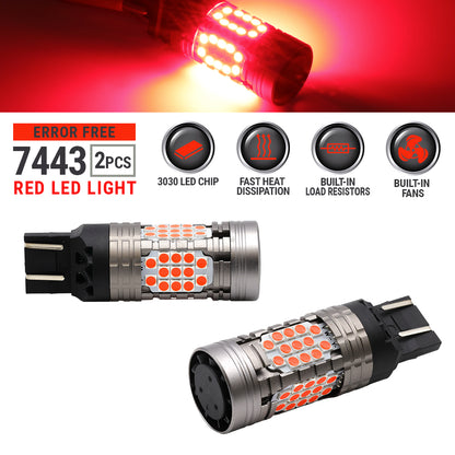 CANBUS Error Free All-in-One Red LED Brake Reverse Turn Signal Bulbs 3157 7443 1157