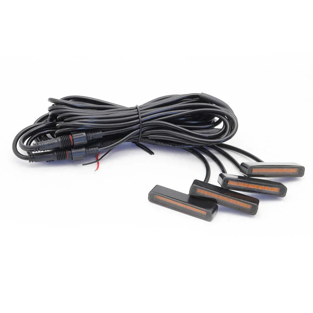 Car LED strip lights with wiring on a white background