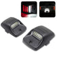 Two black car LED license plate lights with inset images showing their light output.