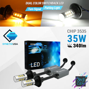 3rd Gen Built-in Resistors 33-LEDs White/Amber Switchback Front Turn Signal Light Bulbs