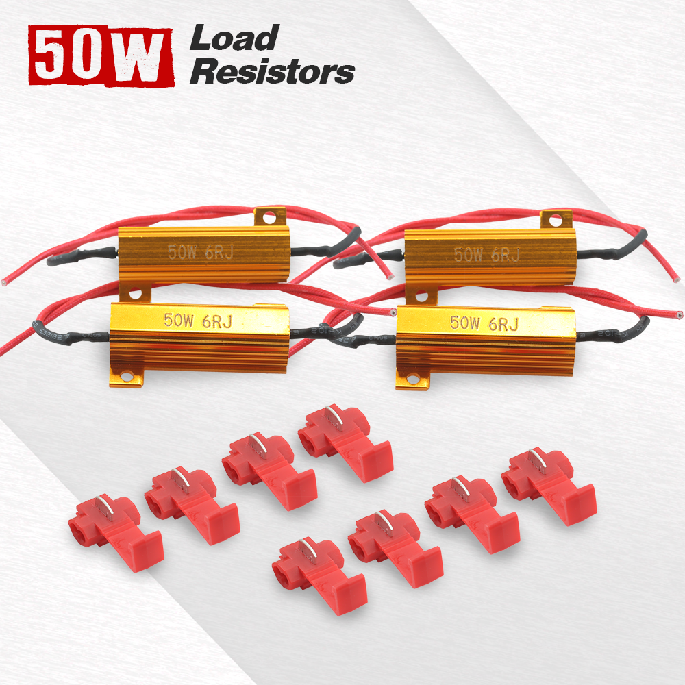 Four Sets of 6ohm 50Watt LED Load Resistor w/ Clips