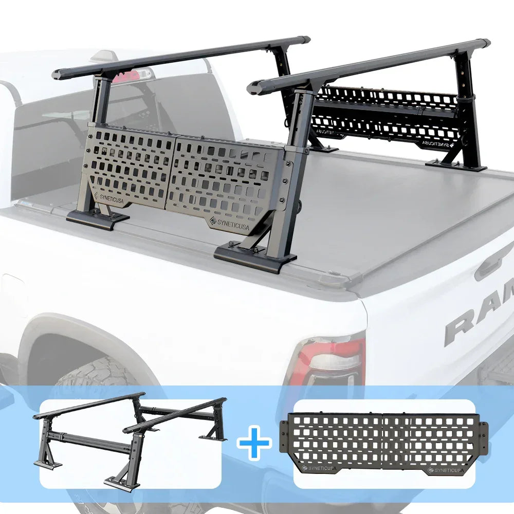 SYNETICUSA® R1S Aluminum Heavy Duty Adjustable Truck Bed Ladder Rack