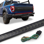 Blue Ford truck with a LED light bar in front on a white background