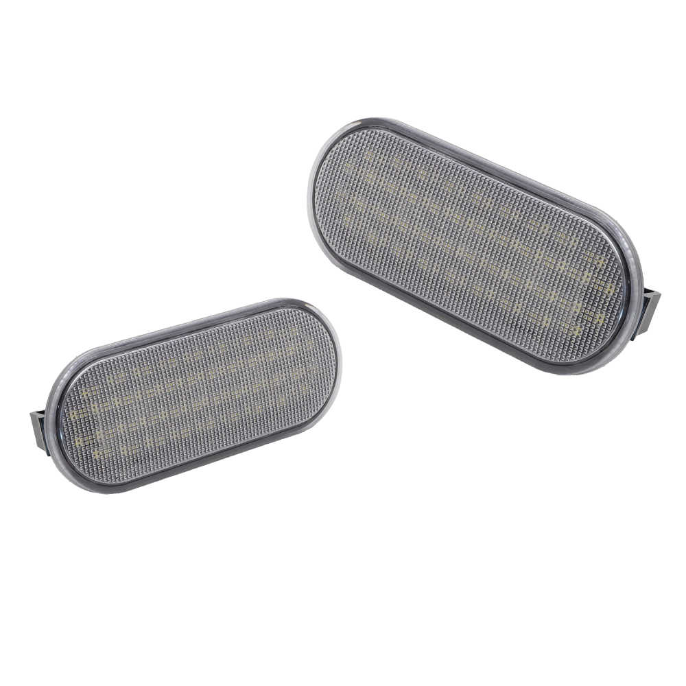 Two oval-shaped LED truck bed light  assembly on a white background