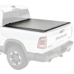 White Ram truck with a tonneau cover on a white background