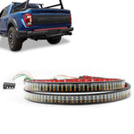 LED strip light in front of a blue pickup truck on a white background