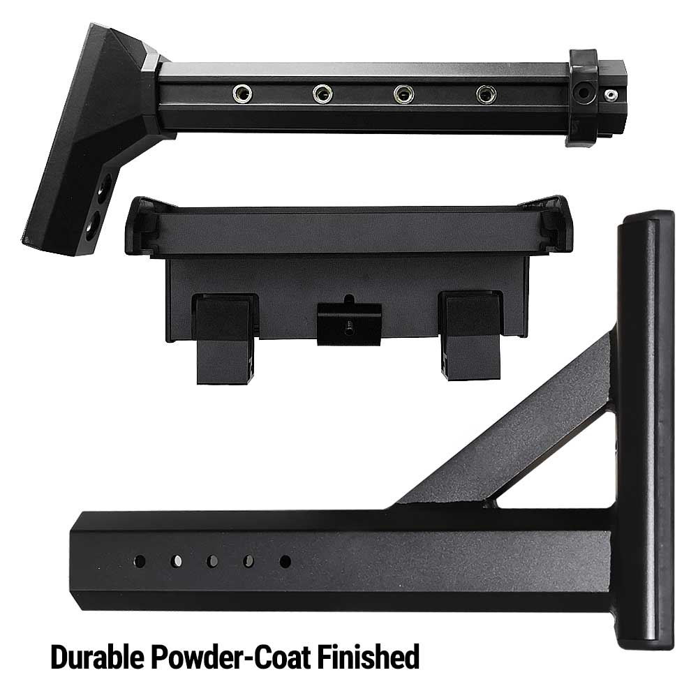 durable powder-coat finished for components of universal ladder rack