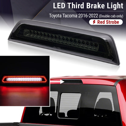 Smokes Lens LED 3rd Brake Light for 2016-2022 Tacoma Rear Cargo Lamp (Strobe on Red)