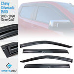 Car window deflector set for 2019-2020 Chevy Silverado 1500 Crew Cab by Synetic USA.