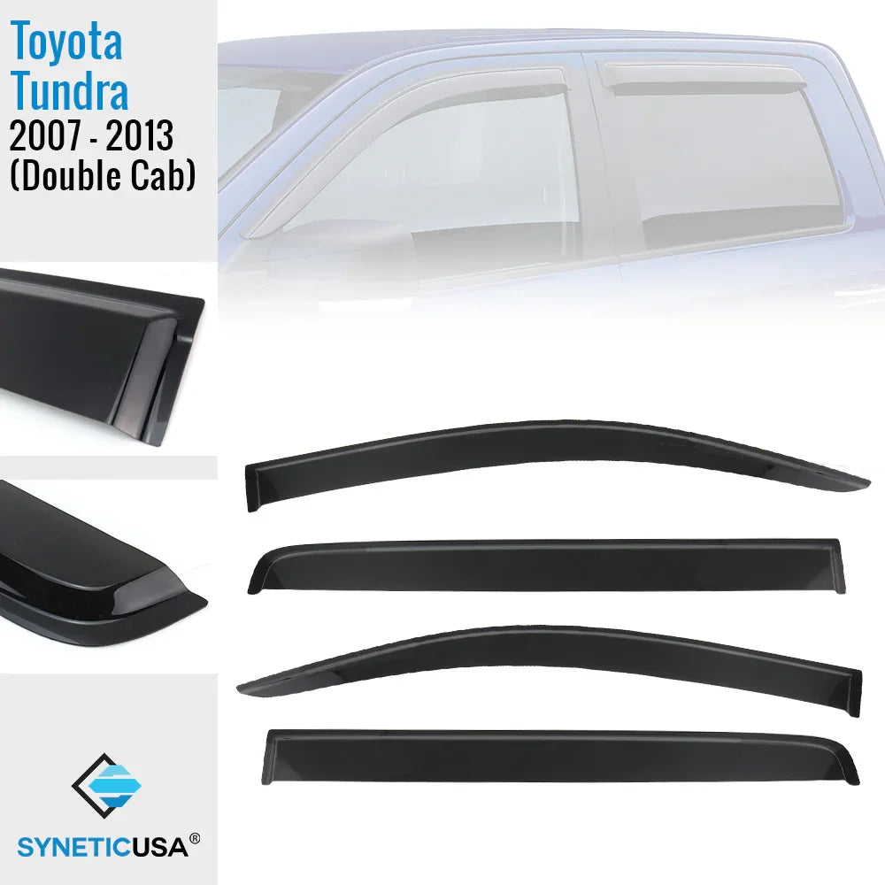 Window deflector set for Toyota Tundra 2007-2013 Double Cab by Synetic USA.
