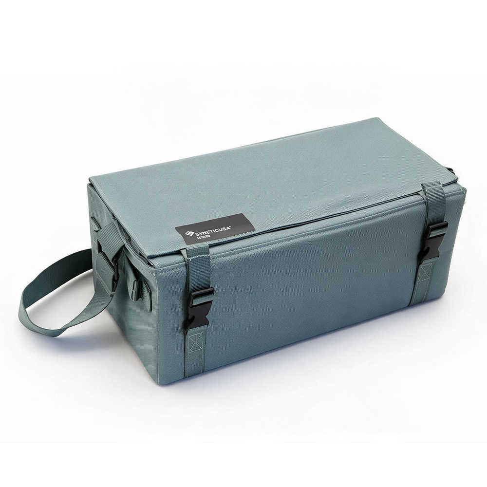 A slate blue-green insulated cooler bag with black straps and buckles, featuring a carrying handle and a visible Stentroak brand label on the front.