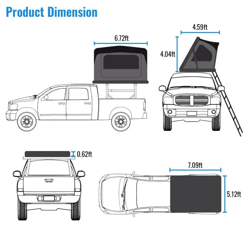 Wild Land Overland Roof Top Tent - Desert Cruiser Pro 140cm