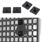 Black square mounting brackets on a white background