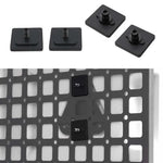 Black square mounting brackets on a white background